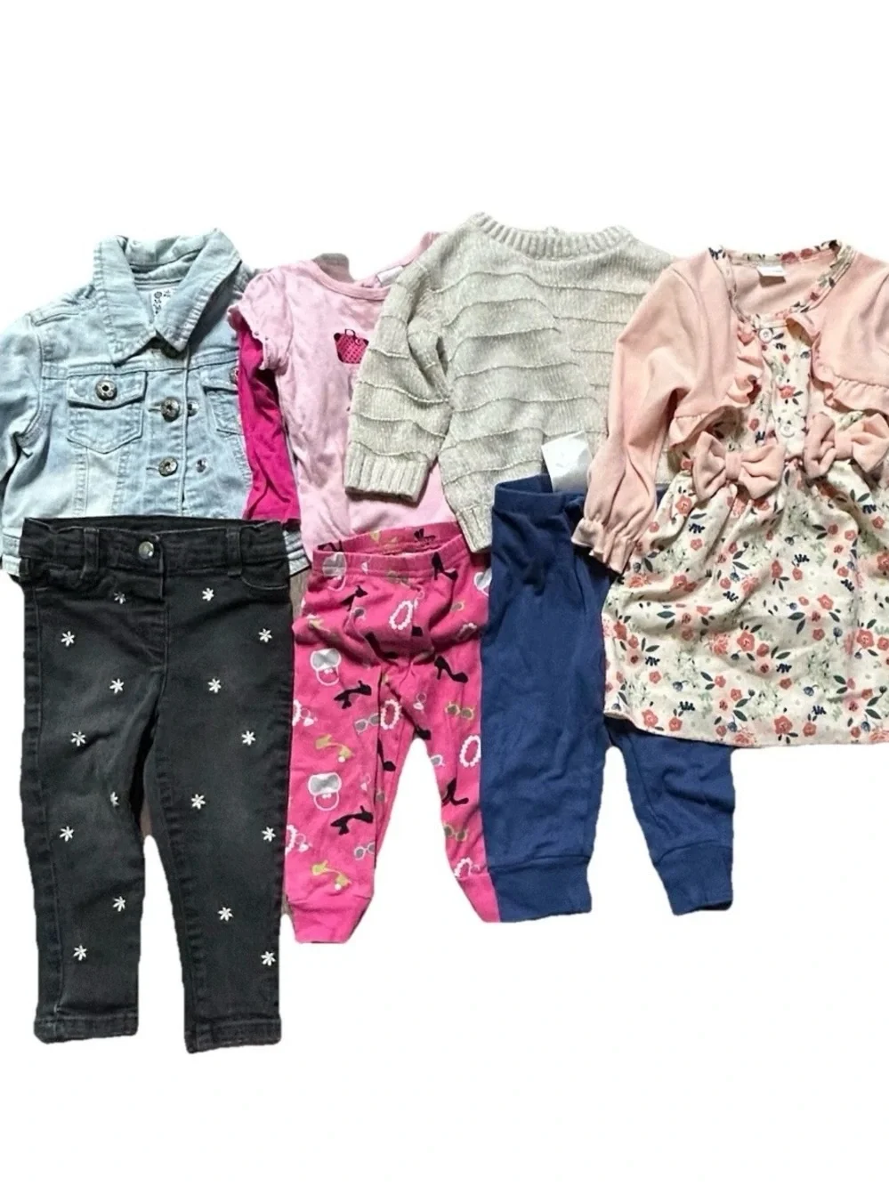Toddler Girl Jean Jacket Daisies Dress DKNY Sweater Baby Gap Size 12-18 Months